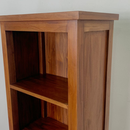 アンティーク調 マホガニー無垢材 オープン シェルフラック 本棚4段