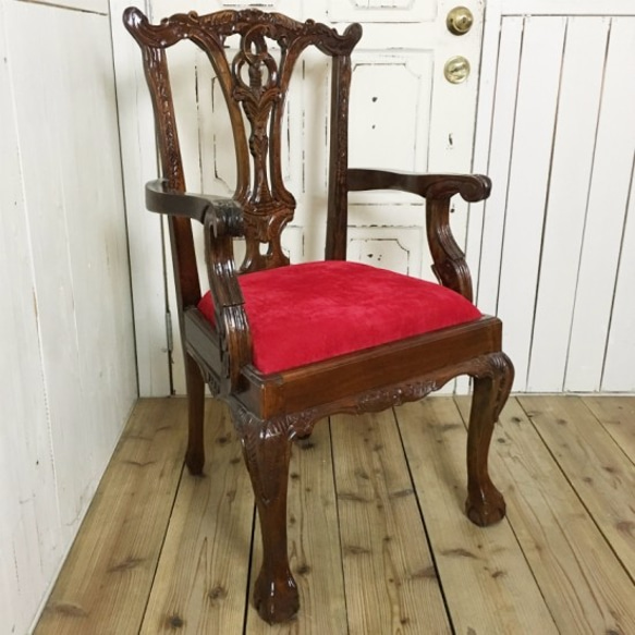 英国アンティーク調 チッペンデール リプロダクト マホガニー アーム