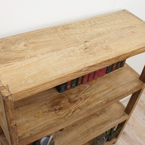 オールドチーク材の4段ラック 幅80cm 奥行30cm 高さ100cm フリーラック