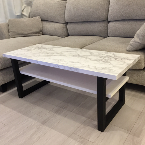 大理石調 棚付き テーブル ☆ サイズオーダー おしゃれ ローテーブル