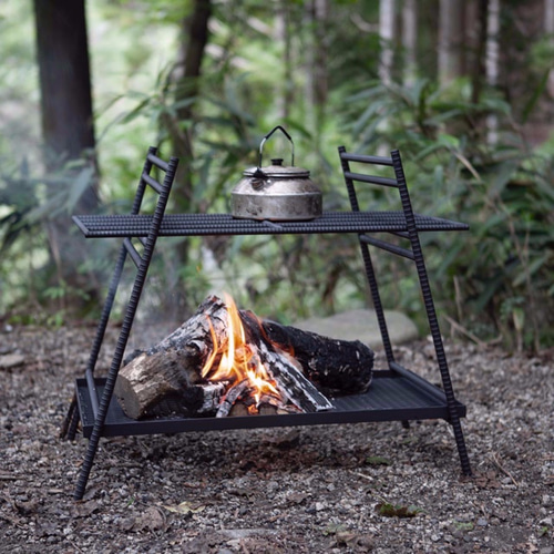 焚き火ハンガー用円形のロストル ソロキャンプ道具 焚き火ハンガー用