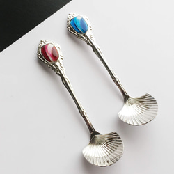 アンティークシュガースプーン 七宝焼のスプーン 純銀胎有線七宝