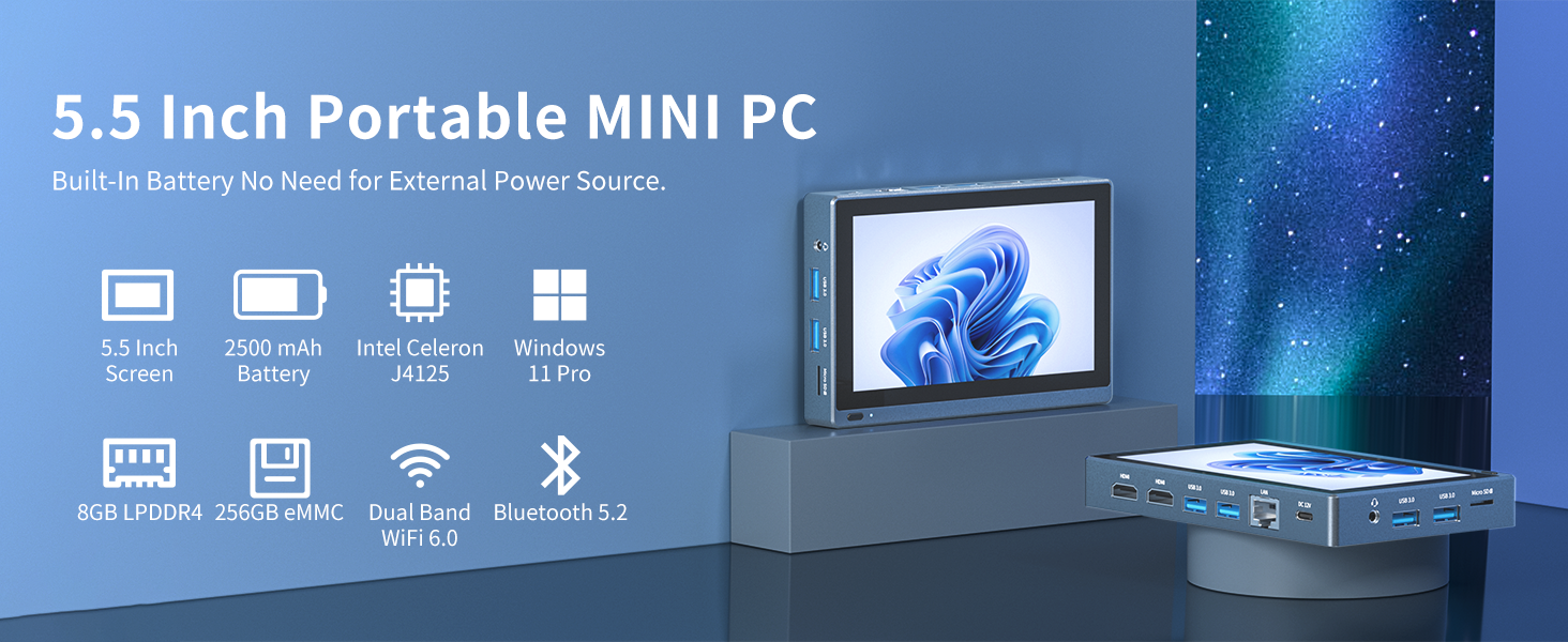 HIGOLEPC Mini PC Windows 11 PRO,Intel Celeron J4125 Mini Computer