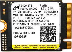 2TB Micron 2400 M.2 2230 NVMe PCIe 4.0x4 SSD MTFDKBK2T0QFM