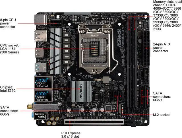 Used - Good: ASRock Z390M-ITX/ac LGA 1151 (300 Series) Mini ITX