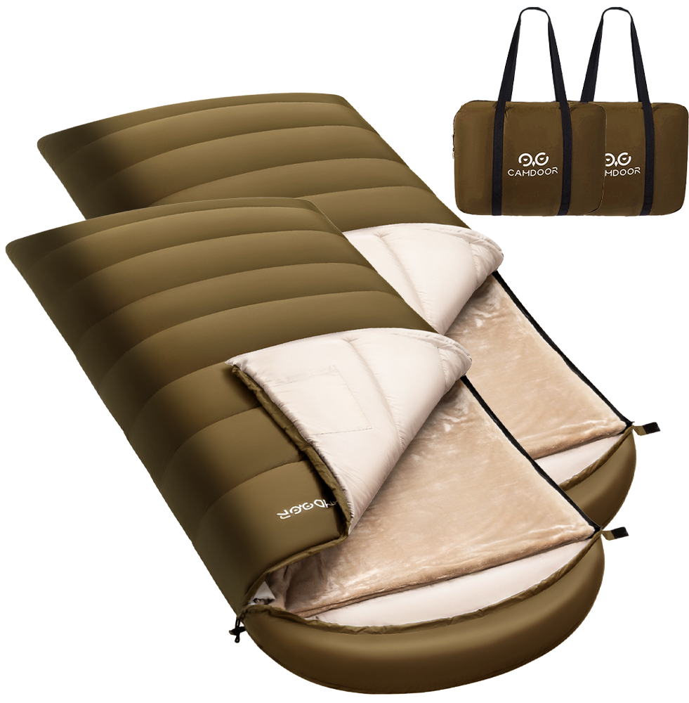 寝袋 冬用、ダウン シュラフ 封筒型、キャンプ 寝袋 ブランケット付き
