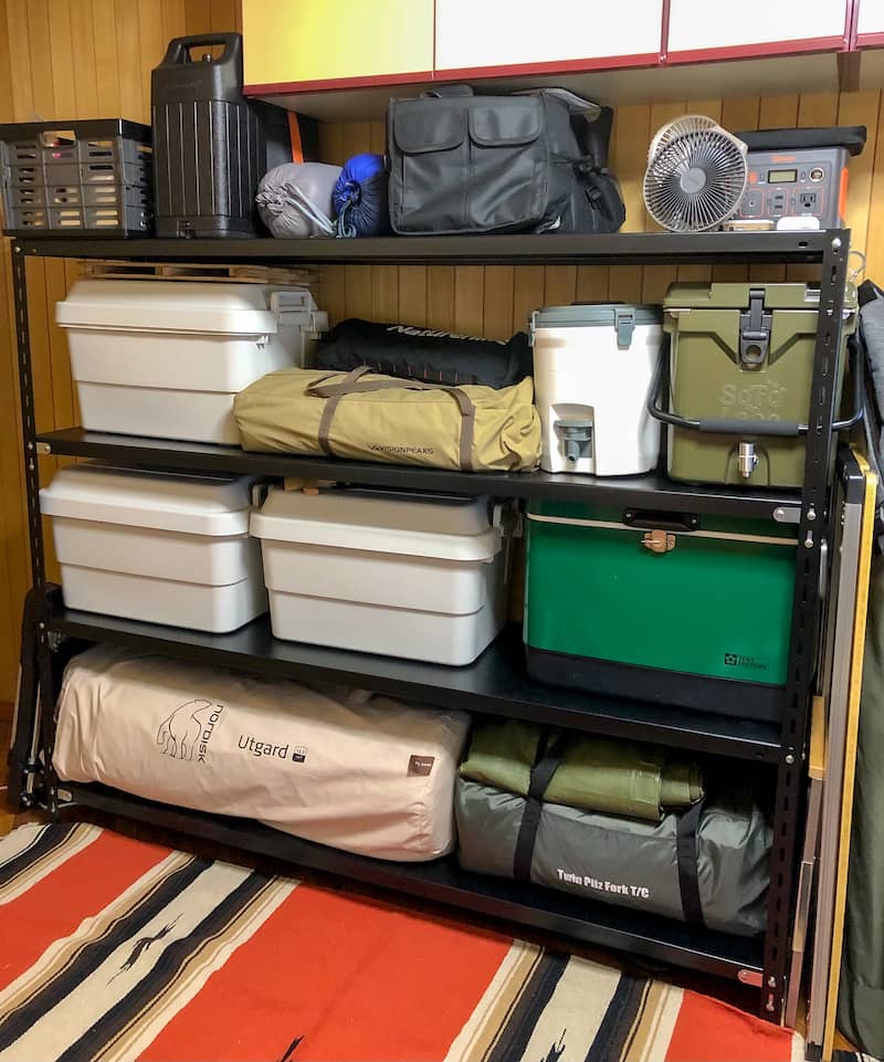 キタジマのスチールラックでキャンプ用品の整理＆収納方法を見直して