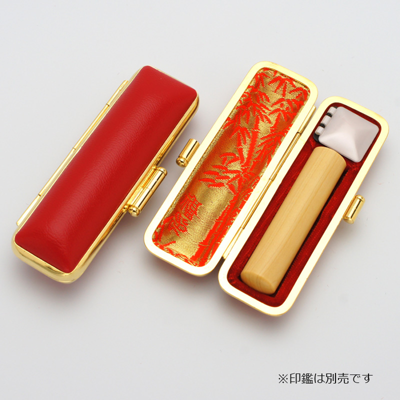 印鑑ケース「赤-金枠」10.5-12.0mm用(赤)｜印鑑ケース.com