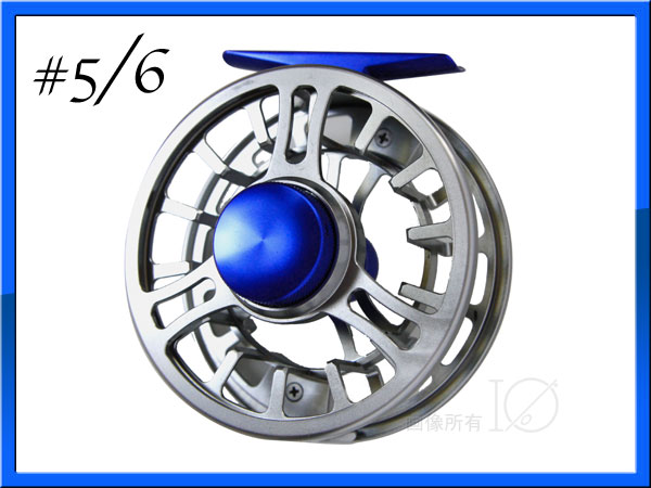 フライリール #5/6 アルミマシンカット シルバー&ブルー Fly Reel | ff
