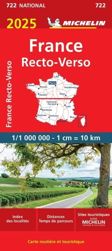 Road map No. 722 - France (front and back) 2025 | Michelin – Cartovia