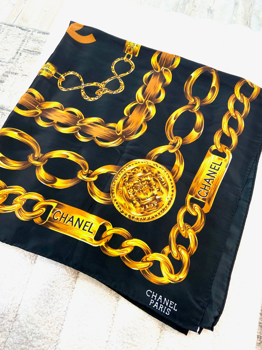 ト長 シャネル スカーフ CANEL 31 RUE CAMBON PARIS カンボン 花