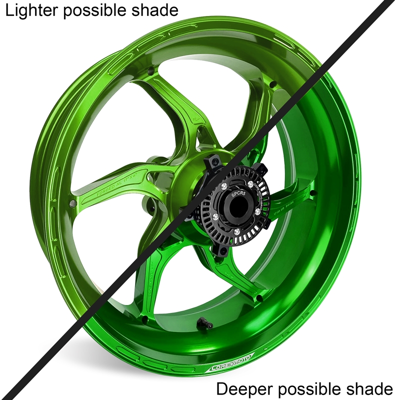 Gloss Green Core Moto Apex-6 Lightest forged motorcycle wheels for