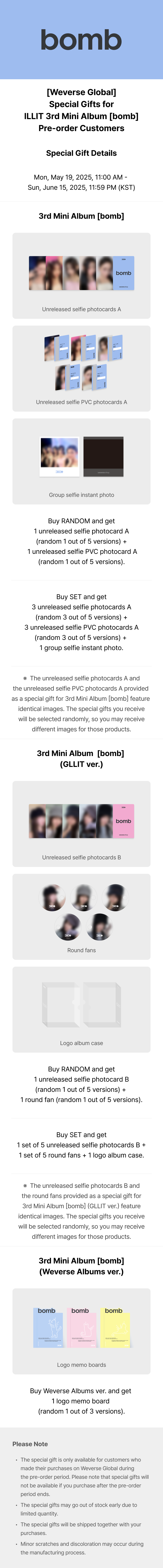 Weverse Global] Special Gifts for ILLIT 3rd Mini Album [bomb] Pre