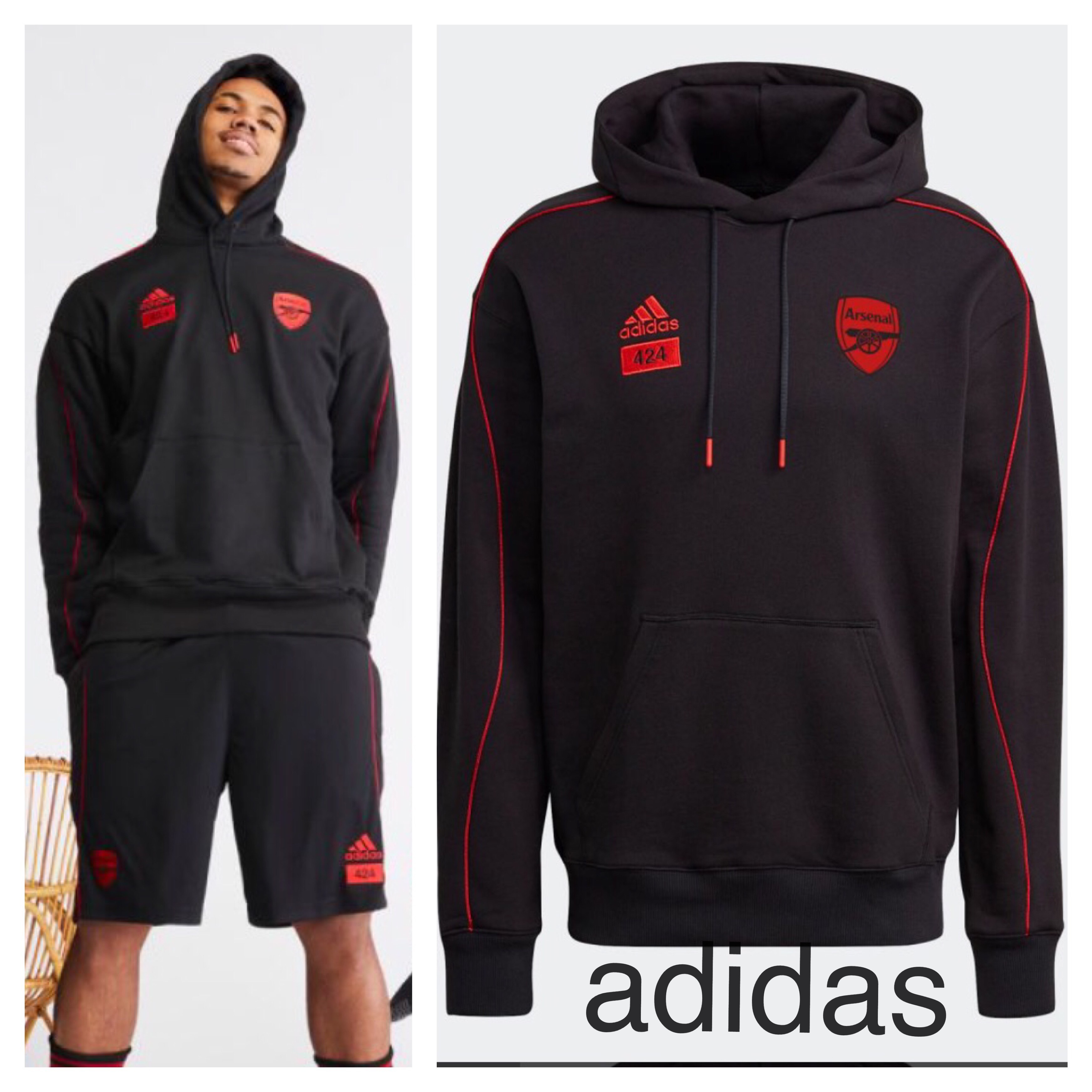 関税込】コラボ◇adidas x 424 xアーセナルFC◇ロゴ パーカー (adidas