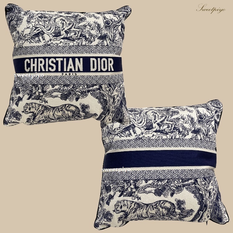 Dior☆クッション 刺繍 動物 正方形 ミニ インテリアとしても◎ (Dior