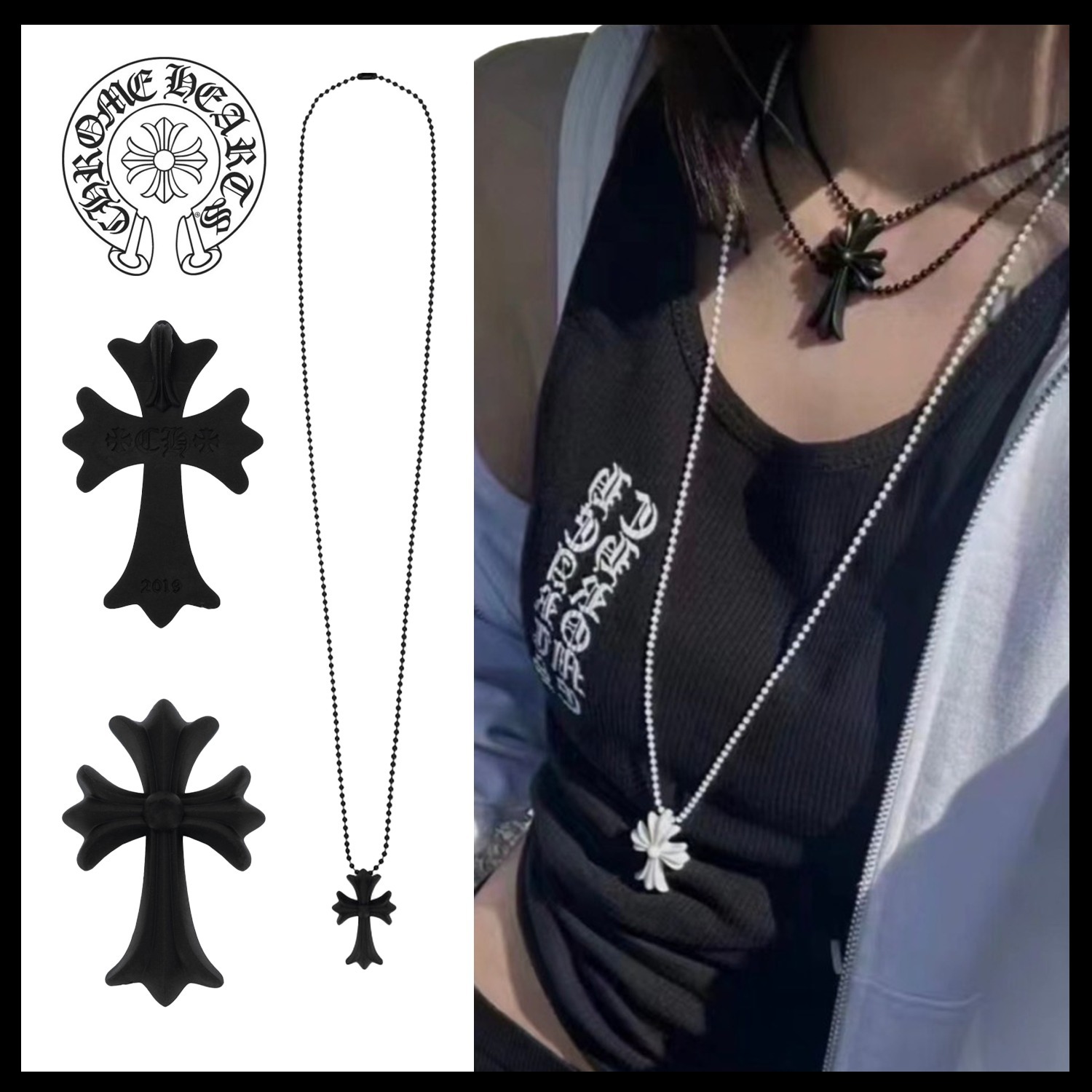 Chrome Hearts】Silichrome CH Cross Pendant Black 2022/2023 (CHROME