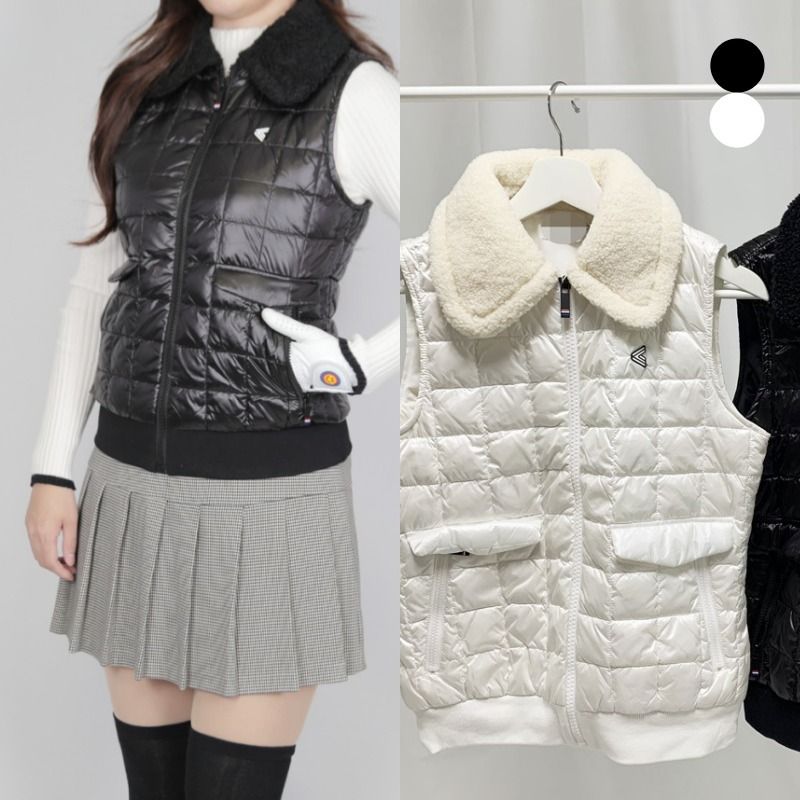 □韓国□ ゴルフウェア 軽量 ダウンベスト ジップアップ 全2色