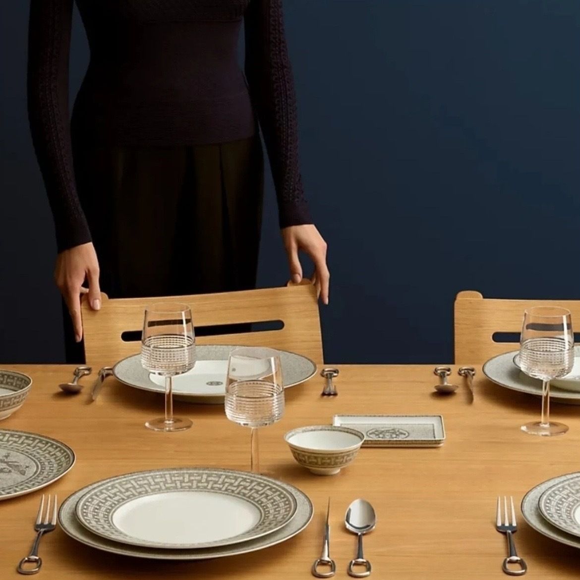 2枚セット】エルメス モザイク 24 プラチナ デザートプレート (HERMES