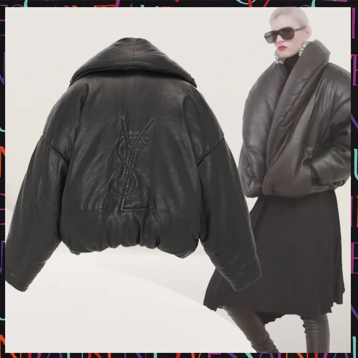 Saint Laurent《パファージャケット》ラム ブラック DHL 直営店 (Saint