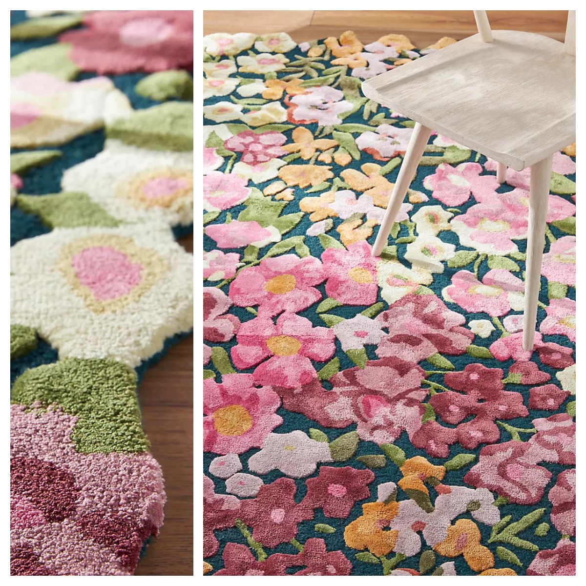 国内発送☆アンソロポロジー お花デザイン フラワーラグ*2サイズ