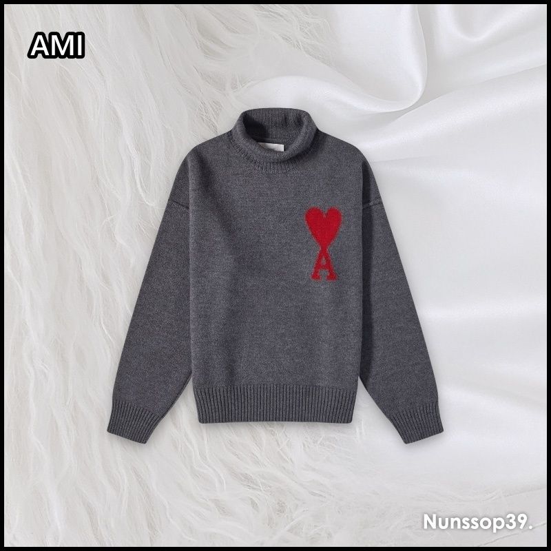 AMI》 BFUKS406 018 084 ハートロゴ タートルネック ニット (AMI PARIS