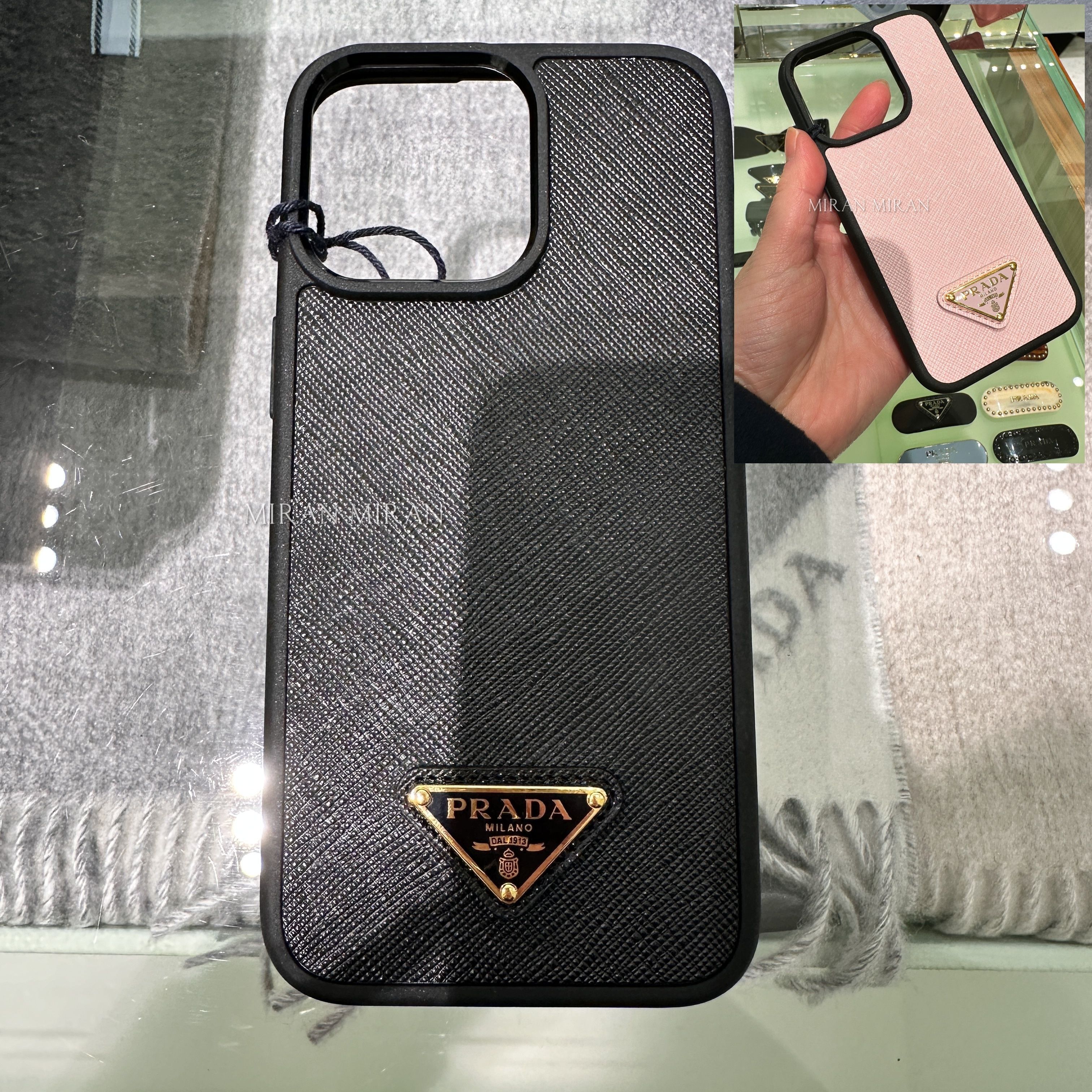 PRADA】ロゴ付き♪サフィーアーノiPhone15Pro/15Pro Maxケース (PRADA