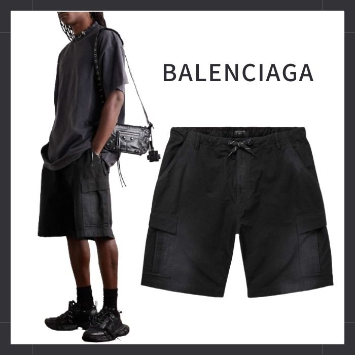 BALENCIAGA】ワイドレッグ ダメージ加工 カーゴショーツ (BALENCIAGA