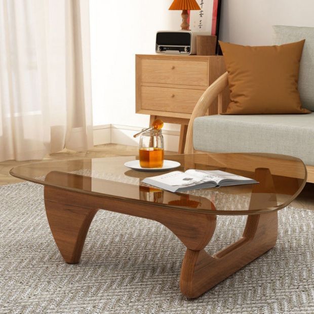 ガラストップ ローテーブル リビングテーブル モダン カフェ風 (机