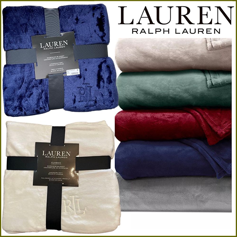 国内発送*ラルフローレン ロゴ入り毛布ブランケット167x 228cm (Ralph