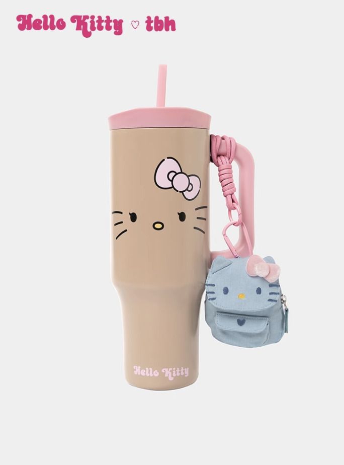 日本未入荷 Hello Kitty×tbh ヒョウ柄ストロー付きタンブラー (Hello