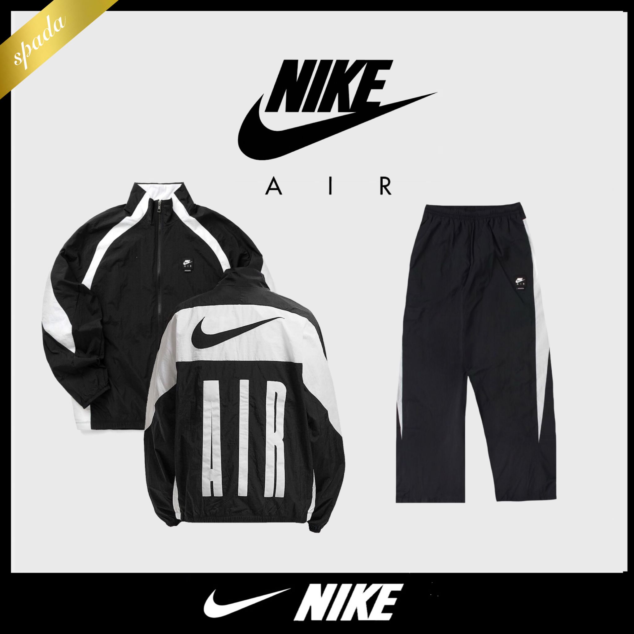 NIKE】Air バックロゴ ナイロン 上下セット ブラック/送料無料 (Nike
