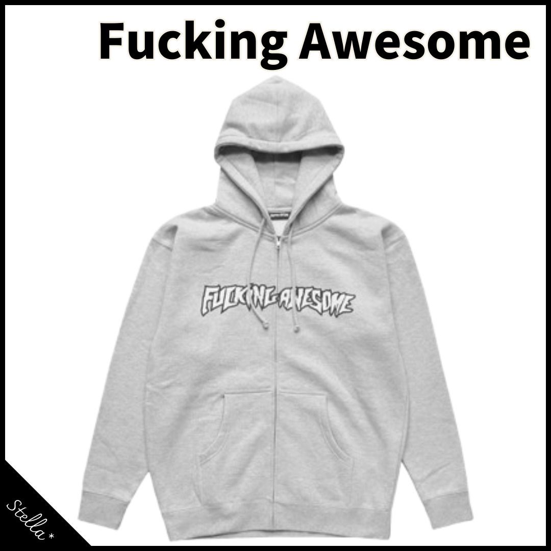 □Fucking Awesome□大人気 Stamp Logo Zip Hoodie Grey Heather