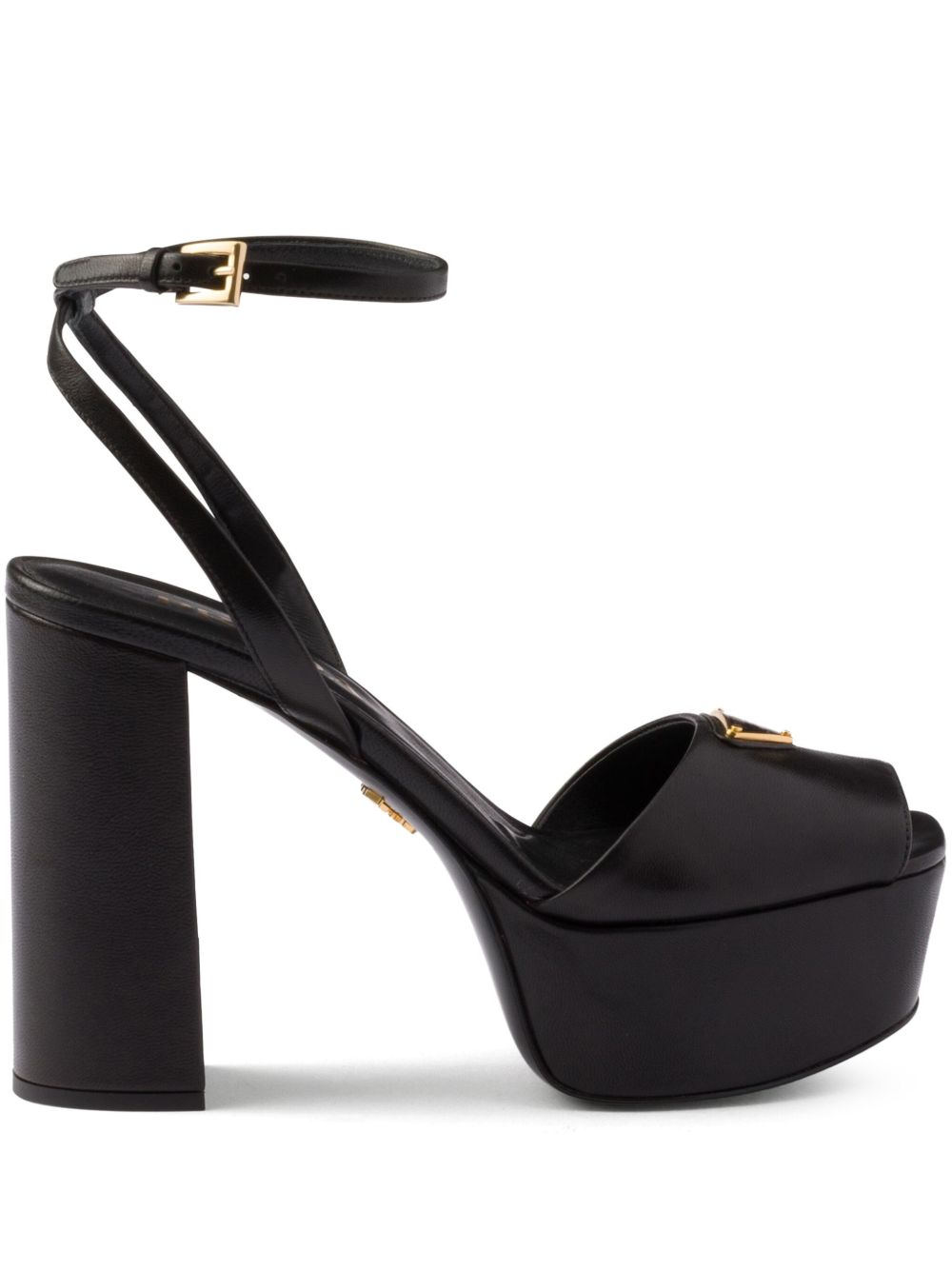 Prada 115mm Leather Platform Sandals | Black | FARFETCH