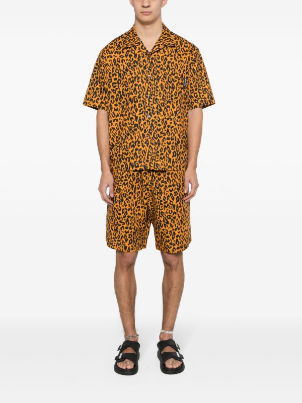 Palm Angels leopard-print Poplin Shorts | Orange | FARFETCH
