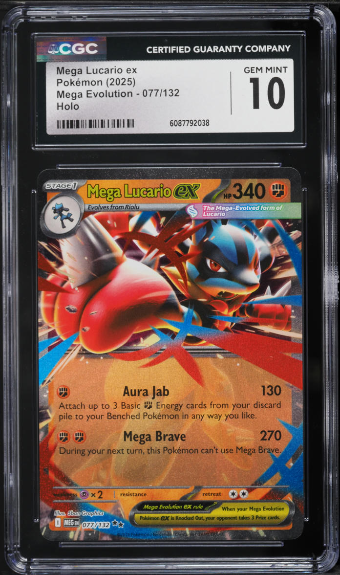 2025 Pokemon Mega Evolution Mega Lucario ex #77 CGC 10 GEM MINT on