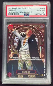 2025 One Piece OP13 EN 3rd Anniversary Gold #004 Shanks PSA 10 on