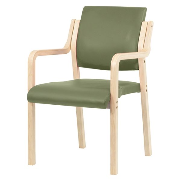 藤沢工業 ナチュラル ウッドチェア モスグリーン 福祉用イス 介護用