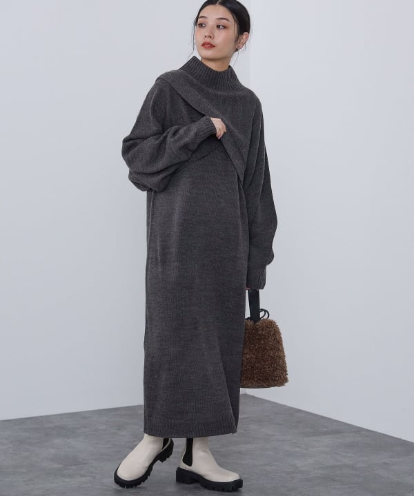 BEAMS HEART（ビームス ハート）レイヤード ニットワンピース（手洗い