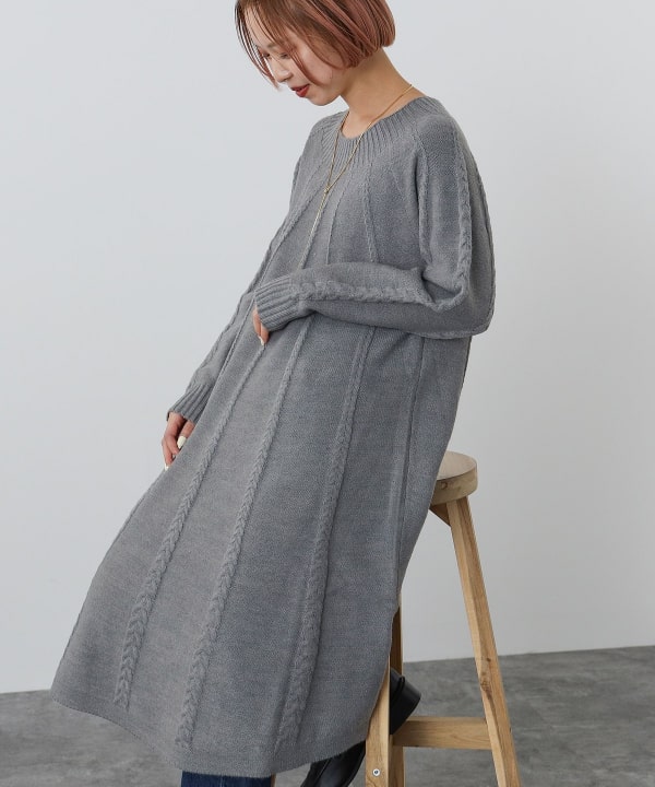 BEAMS HEART（ビームス ハート）ケーブル編み フレア ニットワンピース