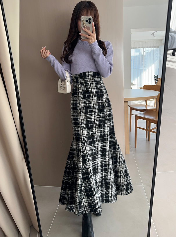 ハイウエストマーメイドラメチェック柄スカート[gc273] | レディース