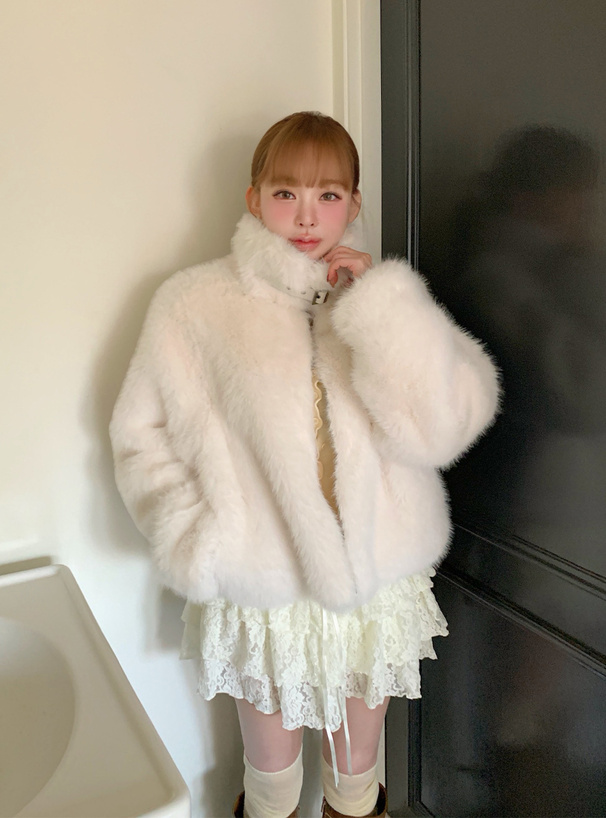 スタンドネックフォックス風ファーブルゾン[fo2206] | レディース