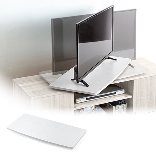 テレビ台（回転・ターンテーブル・大型・四角・薄型・木製・ホワイト