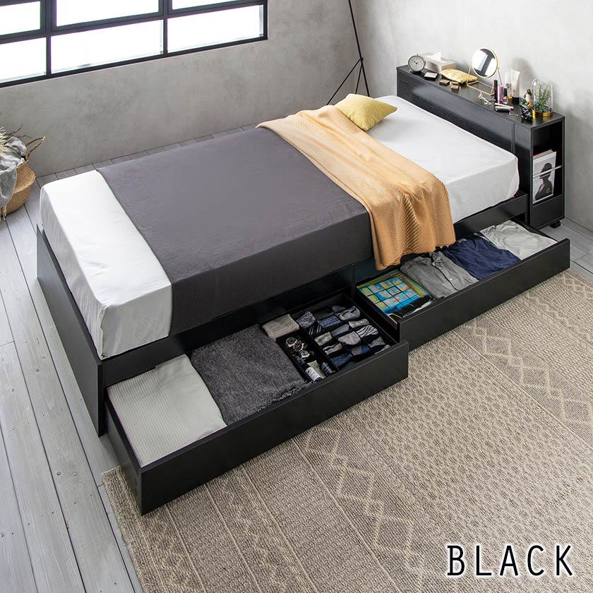 ポイント10倍】zesto ゼスト ヘッドボードワゴン付・引き出し収納付き