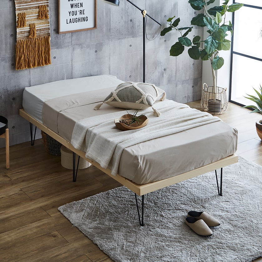 バノン すのこベッド ヘッドレスベッド アイアン脚 シングル シングル