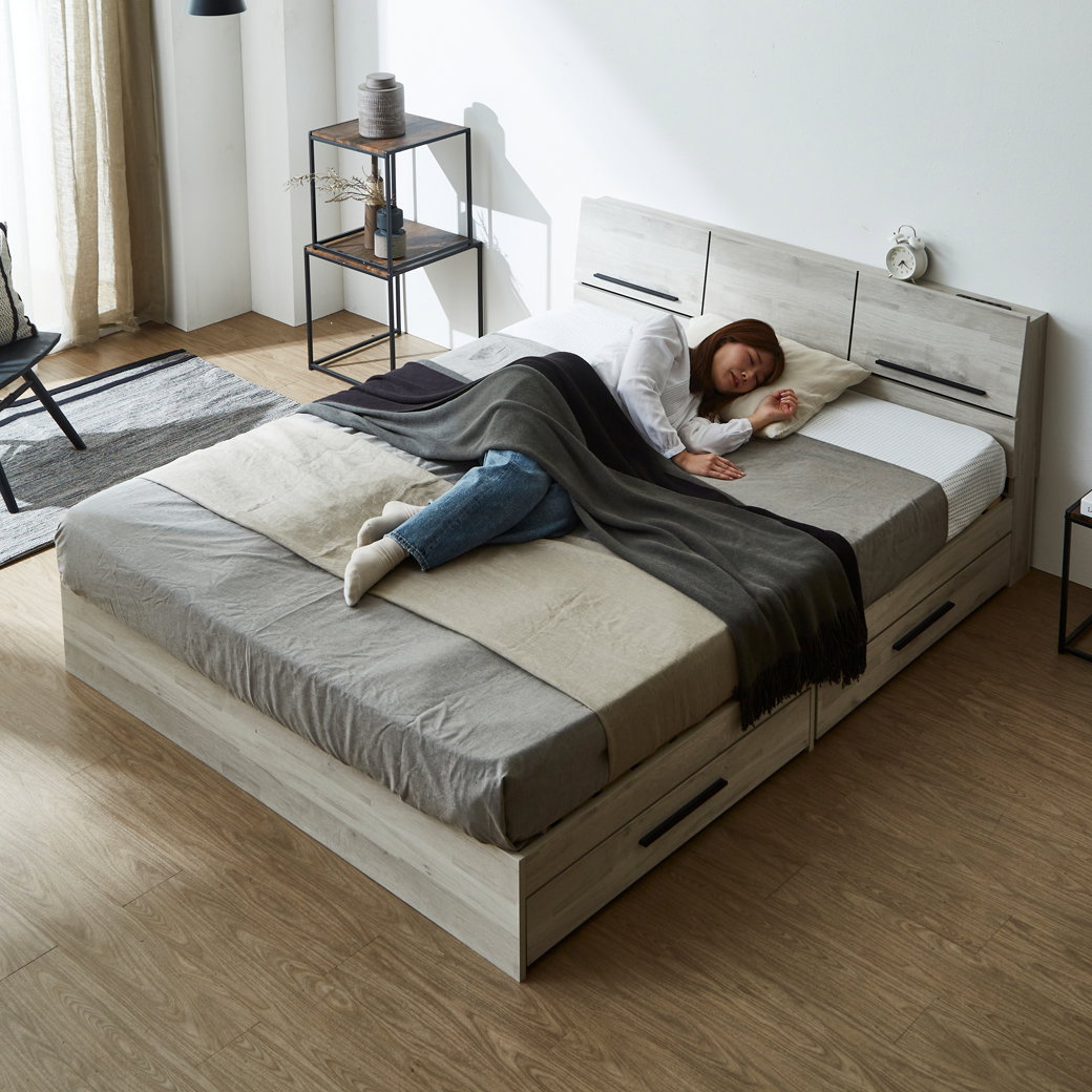 収納付きベッド すのこベッド 収納ベッド クイーン マットレスセット