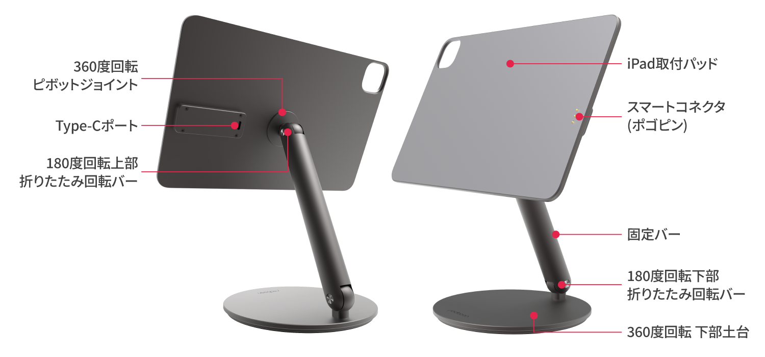 P2 | 1080度 マグネット充電スタンド for iPad : 充電器 - マニュアル