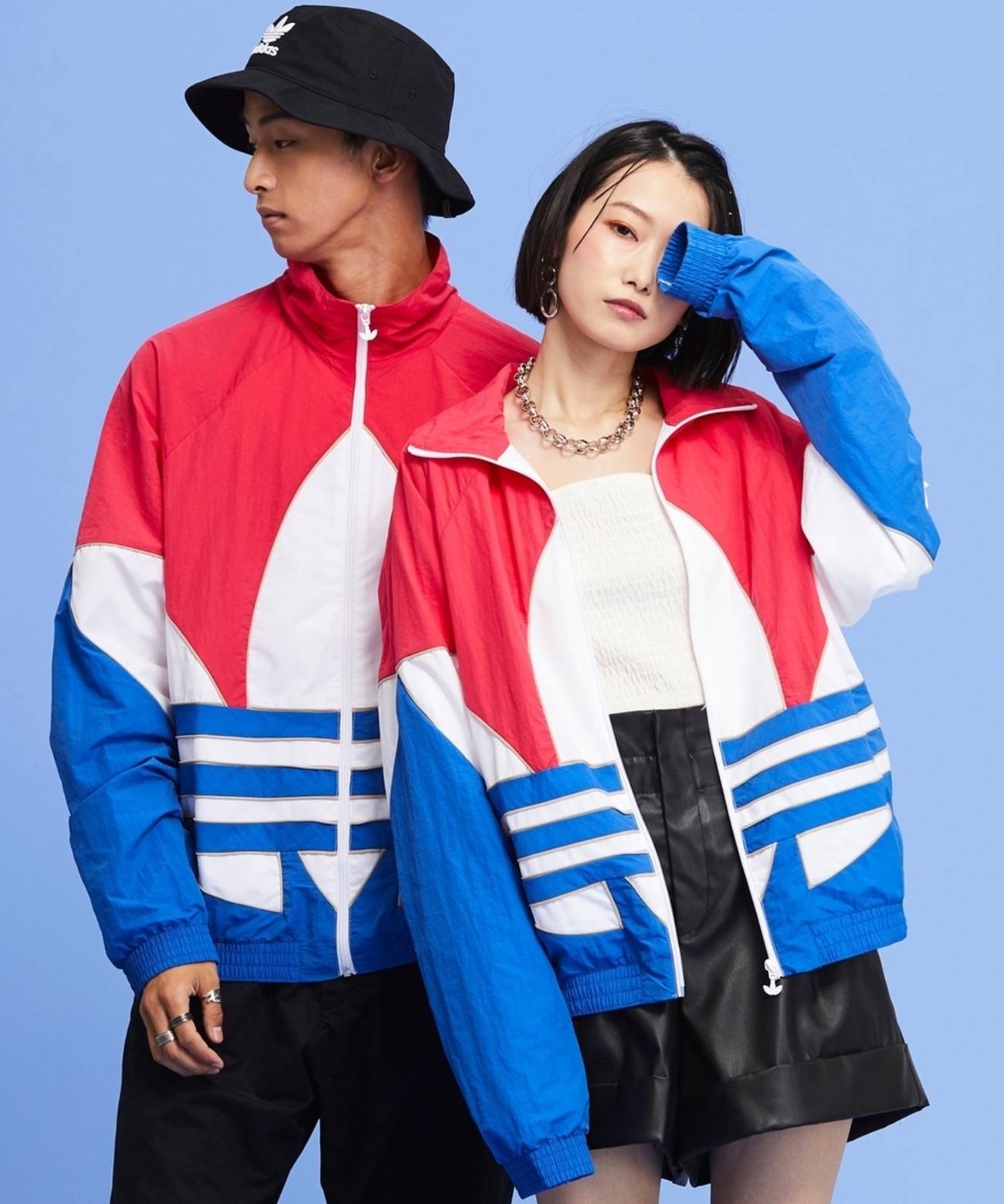 ビッグ トレフォイル アウトライン ウーブン カラーブロック トラック