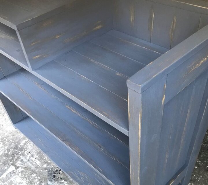 受注製作☆グレーシャビー【レジ用凹み付】☆カウンターテーブル【1200