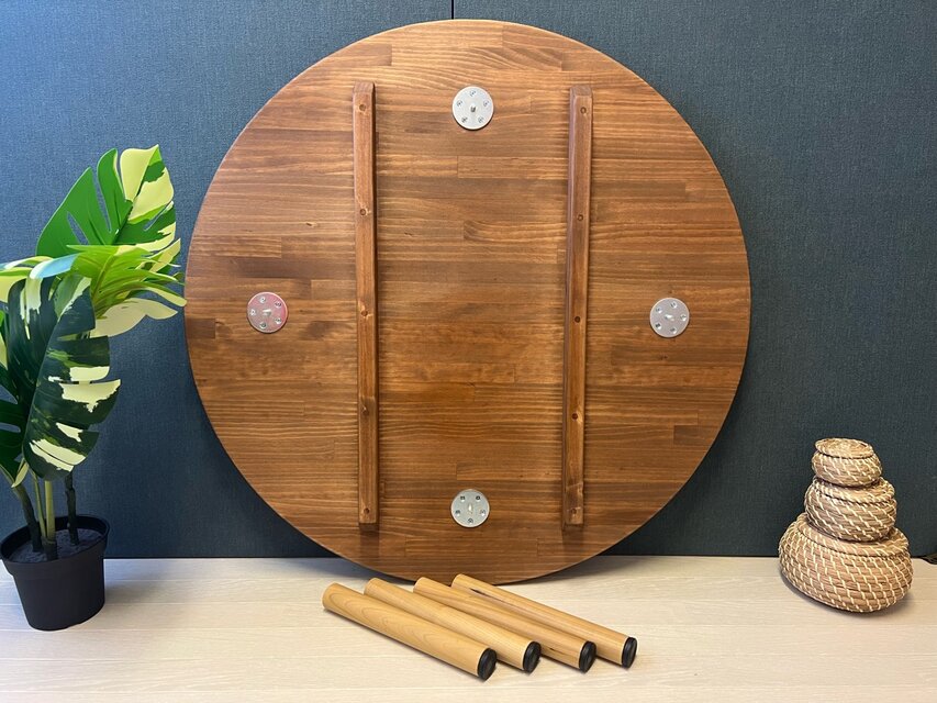 送料無料】 ローテーブル 丸形 90cm パイン ブラウン ねじ込み脚