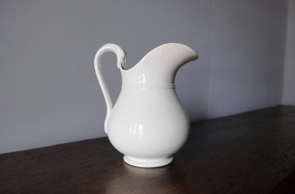 Sarreguemines サルグミンヌ 白 ピシェ h21.5cm フランス アンティーク